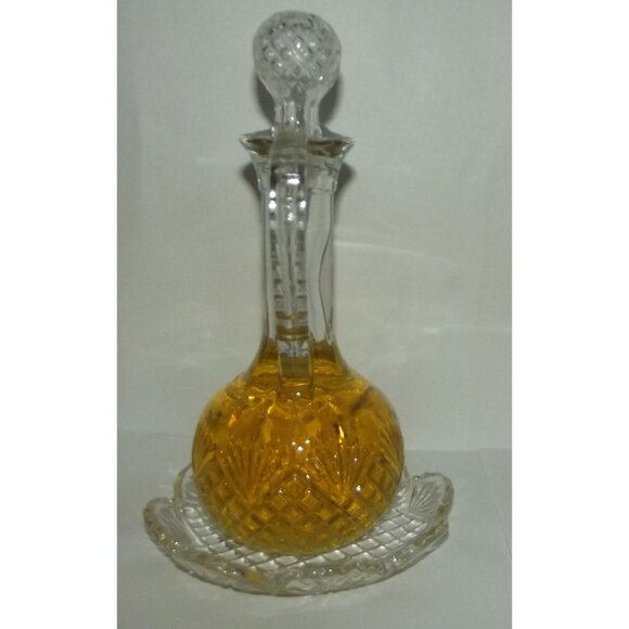 Avon Cruet Cologne Set Moodwind Cologne Vtg glass decanter saucer 8 fl oz w/box - Picture 5 of 14